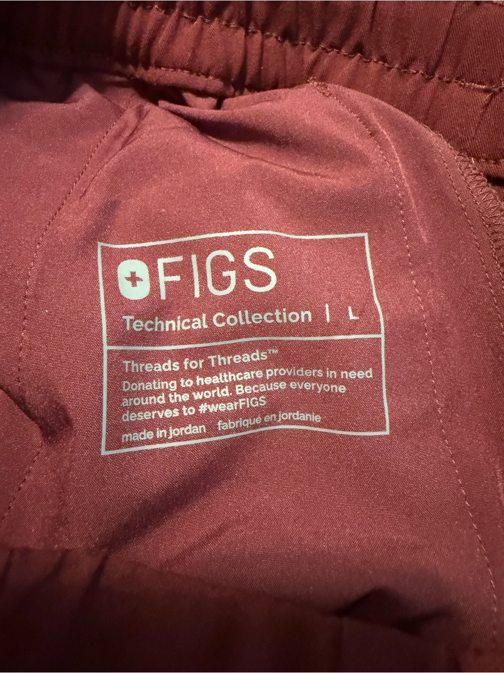 Figs Women's Track Joggers in Deep Red with Drawstring - Picture 9 of 9